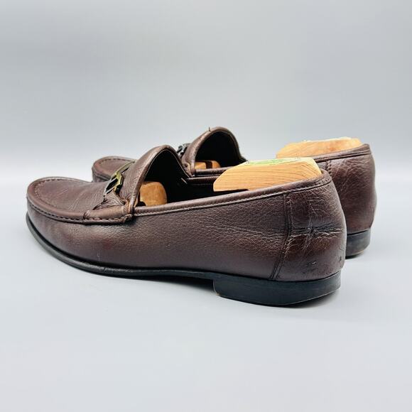 Allen Edmonds Shoes Mens 10.5 Brown Leather Grayson Loafers Bit Slip On Dress - Picture 6 of 13